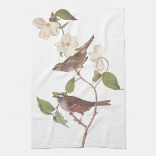 Vogelarten mit Weißwurmblättern, Audubon mit Blume Handtuch