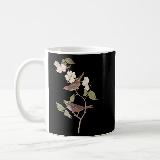Vogelarten mit Weißwurmblättern, Audubon mit Blume Kaffeetasse (Links)