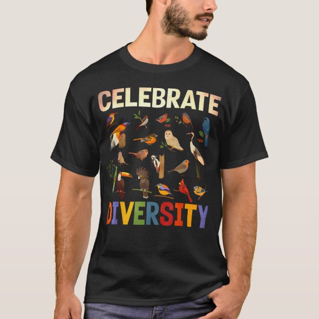 Vogelarten Tier Vielfalt feiern T-Shirt (Vorderseite)
