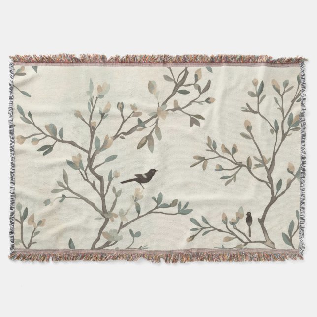 Vogelast Wasserfarbe Beige Naturmalerei Decke (Vorderseite)