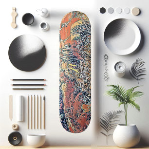 Vogelaugenansicht Feuerorange Herbstlandschaft Weg Skateboard