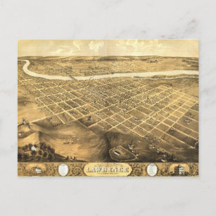 Vogelaugenblick von Lawrence, Kansas (1869) Postkarte