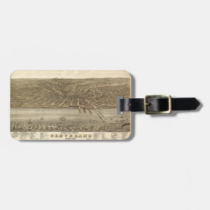 Vogelaugenkarte von Cleveland Ohio (1877) Gepäckanhänger