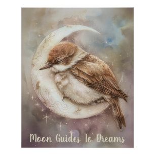 Vogelbaby auf dem Mond Poster