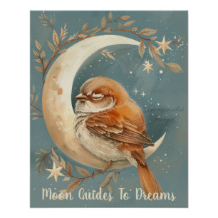 Vogelbaby auf dem Mond Poster
