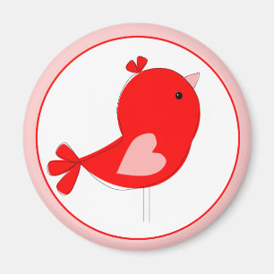 Vogelbaby mit rosa Herzen Magnet