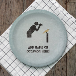 Vogelbeobachter und Ferngläser - sein Name oder se Pappteller