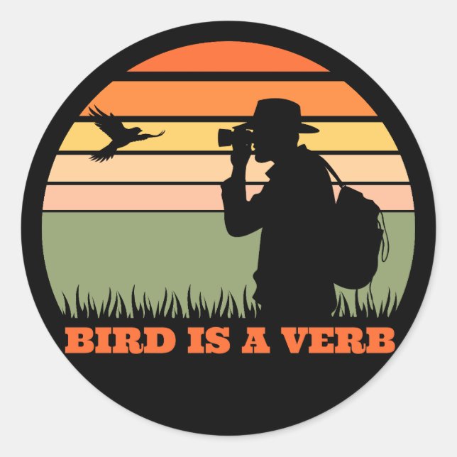 Vogelbeobachter Vogelbeobachtung Bird Retro Sunset Runder Aufkleber (Vorderseite)