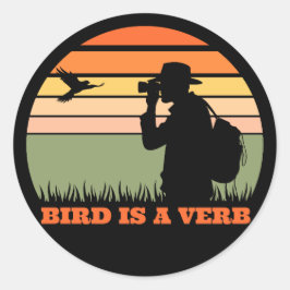 Vogelbeobachter Vogelbeobachtung Bird Retro Sunset Runder Aufkleber