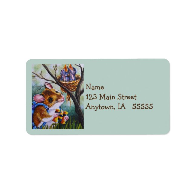 Vogelbeobachtung Field Mouse Findest Wasserfarben  Adressaufkleber (Vorne)