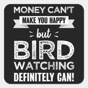 Vogelbeobachtung macht glücklich quadratischer aufkleber