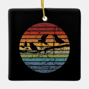 Vogelbeobachtung Retro Keramikornament