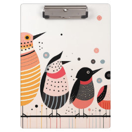 Vogelbild mit Punkten und Streifen Klemmbrett