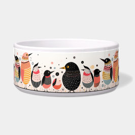 Vogelbild mit Punkten und Streifen Napf