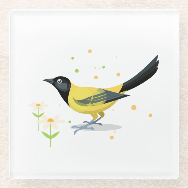 Vogelbild - Sommerfarben Glasuntersetzer (Vorderseite)