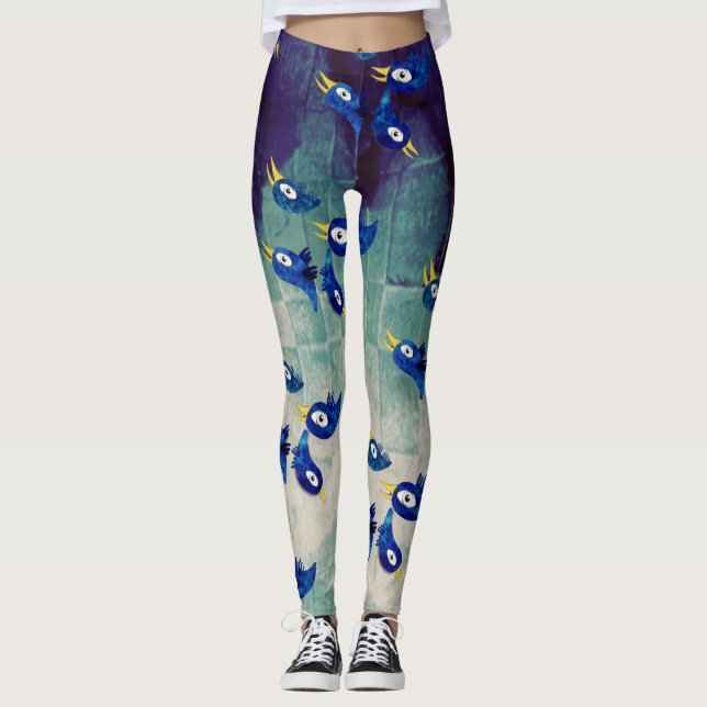 Vogelblau Leggings (Vorderseite)