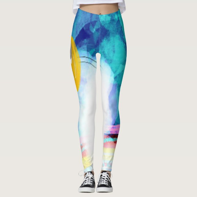 Vogelblau-Wolke abstrakter Stern Leggings (Vorderseite)