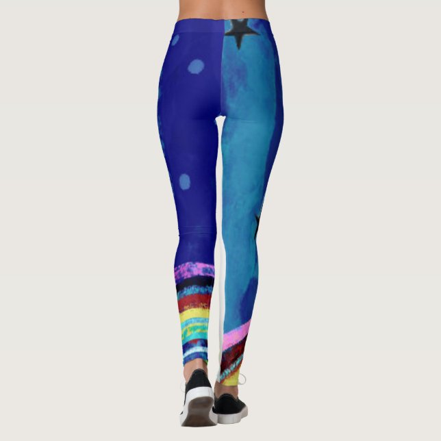 Vogelblau-Wolke abstrakter Stern Leggings (Rückseite)