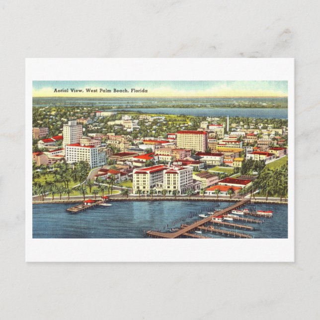 Vogelblick auf West Palm Beach, Florida, Postkarte (Vorderseite)