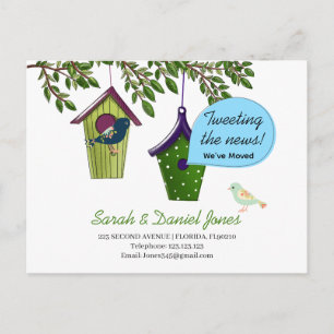 Vogelboxen Änderung der Adresse, die wir umgezogen Ankündigungspostkarte