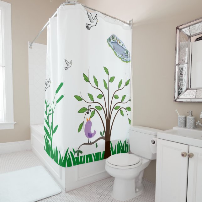 Vogelduschvorhang Duschvorhang (Beispiel)