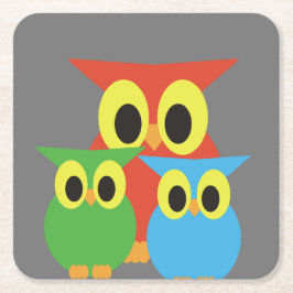 Vogelfamilie: Rot, Grün und Blau Rechteckiger Pappuntersetzer