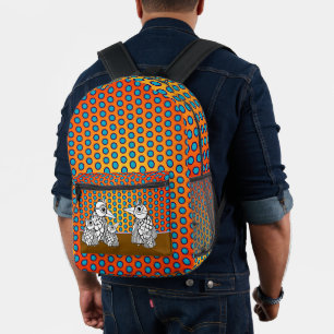 Vogelfamilie und Polka Dots Druckknopfbeutel Bedruckter Rucksack