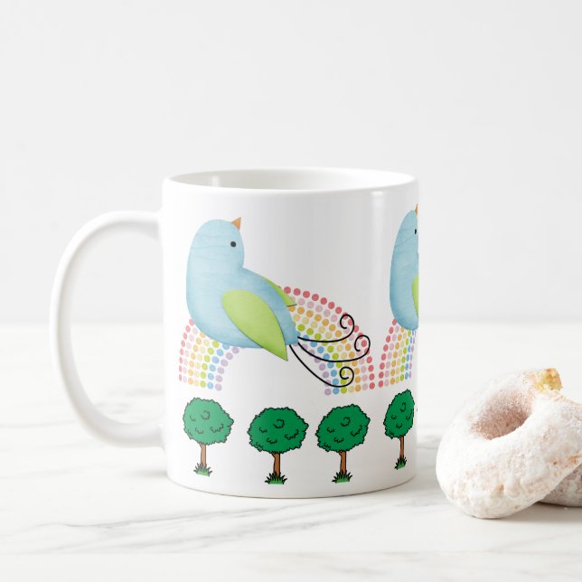 VogelfarbregenBäume Tasse (Mit Donut)