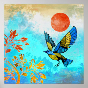 Vogelfbaum Sonne Poster