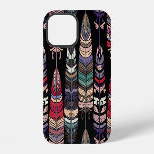 Vogelfedern Stammeskunst Nahtlos iPhone 12 Hülle