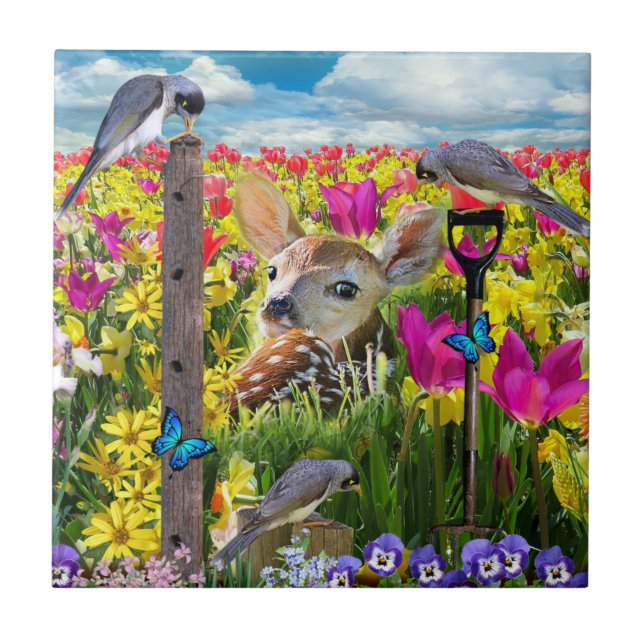 Vogelfeld von Blume Fliese (Vorderseite)