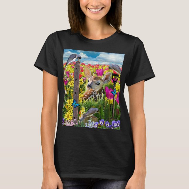 Vogelfeld von Blume T-Shirt (Vorderseite)