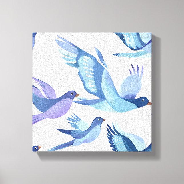 Vogelflug | Moderne Aquarellmalerei Leinwanddruck (Vorderseite)