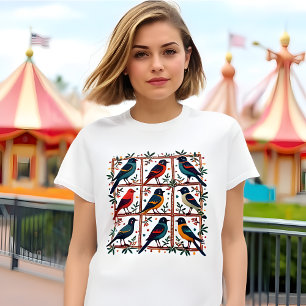 Vogelfolkart - 3x3 Vogelliebhaber Erdig & Rustikal T-Shirt