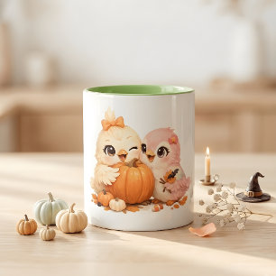 Vogelfreunde Halloween-Kürbis-Kaffeetasse Zweifarbige Tasse
