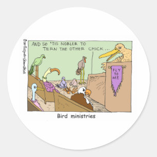 Vogelführungen Lustige Religions-Cartoon-Geschenke Runder Aufkleber