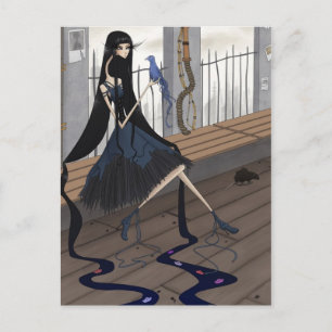 Vogelgesang: Dark Surreal Art Postkarte