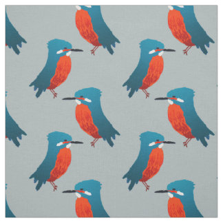 Vogelgewebe: Aquamarine blaue und scharlachrote Ki Stoff
