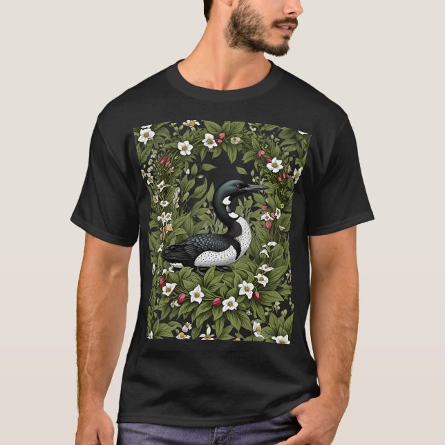 Vogelgezwitscher, umgeben von weißer Orchidee-Blum T-Shirt (Vorderseite)