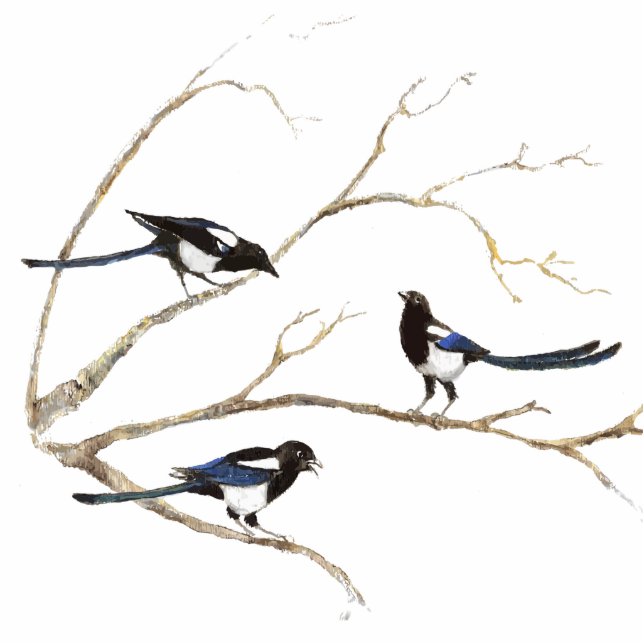 Vogelgezwitscher, Wildtiere, Natur, Ornamente Freistehende Fotoskulptur (Vorne)