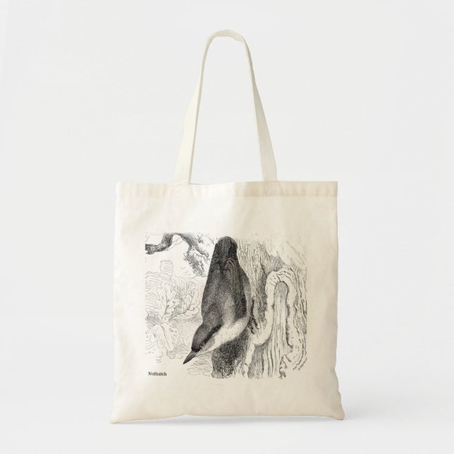 Vogelgravuren - ein Nuthatch Tote Bag Tragetasche (Vorne)