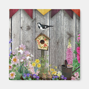Vogelhaus Blumengarten Magnet