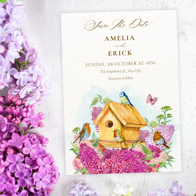 Vogelhaus Blumenhochzeit Save The Date (Von Creator hochgeladen)