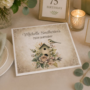 Vogelhaus Botanische Natur 75. Geburtstag Serviette