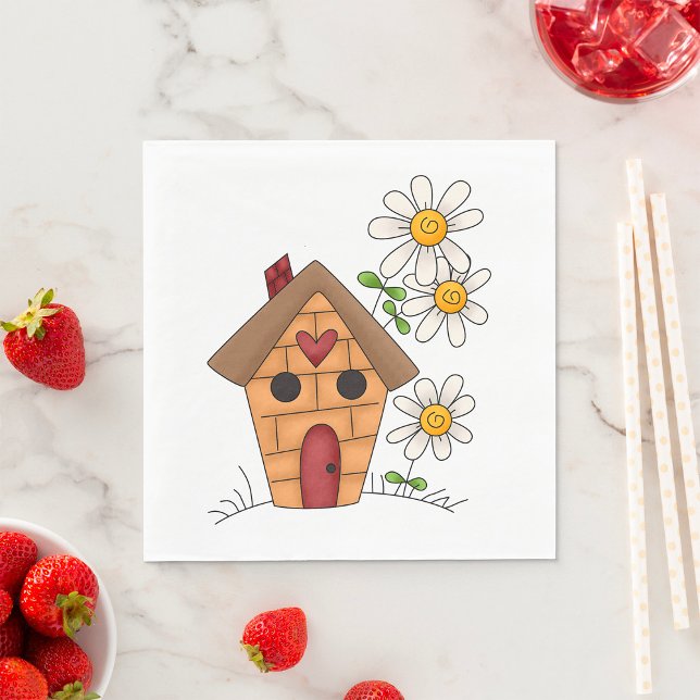 Vogelhaus und Blume Serviette (Von Creator hochgeladen)