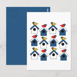 Vogelhaus Vogelhaus Bunte Vögel Vogelhaus Postkarte