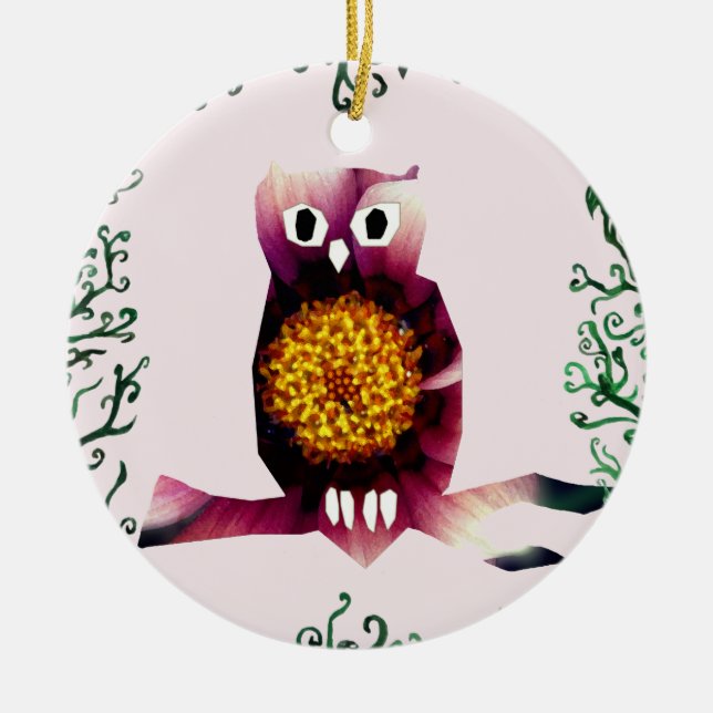 Vogelhühner, Blumengestein Keramik Ornament (Vorne)