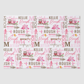 Vogelhüllen mit Namen und Monogramm-Collage lieben Seidenpapier