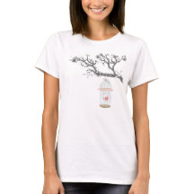 Vogelkäfig auf Ast T-Shirt