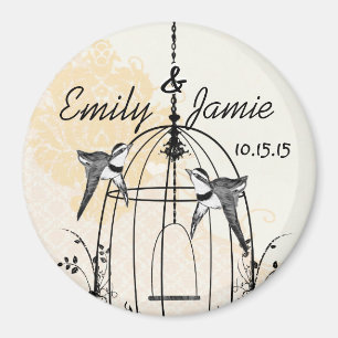 Vogelkäfig-Hochzeitsaufkleber oder individuell ges Magnet